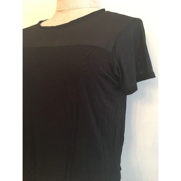 Small Cotton On Women's Black Crop Tshirt Short Sleeve Mesh Yoke - Picture 3 of 6